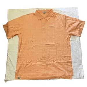 Peter Millar Summer Comfort Orange Square Pattern Golf Polo Shirt Size XXL Men's